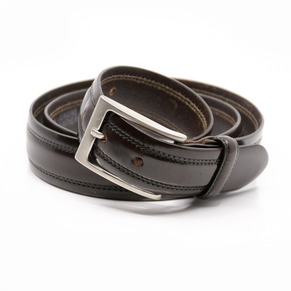 LINDBERG Leather Belt Metal Frame Buckle Made in Italy Size 38